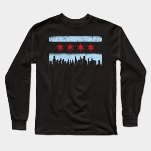 Chicago Flag Skyline Long Sleeve T-Shirt